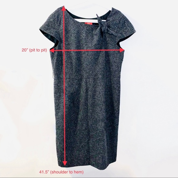 OSCAR DE LA RENTA Gray Front Knot Cap Sleeve Dress - Picture 4 of 6